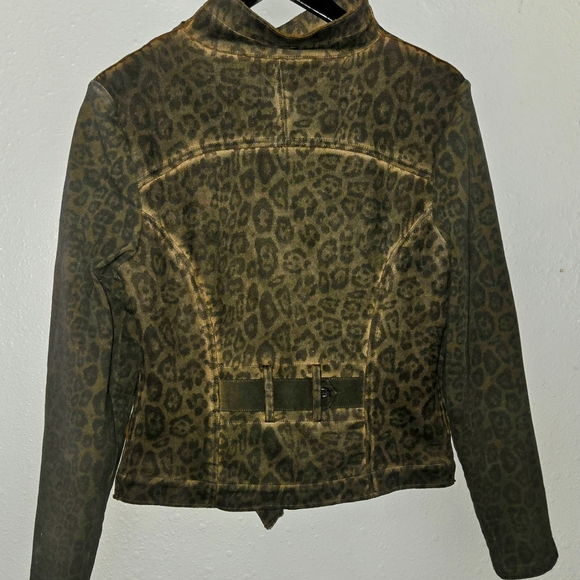 Marrakech anthropologie brown animal print moto style jacket women's size small - Picture 2 of 8